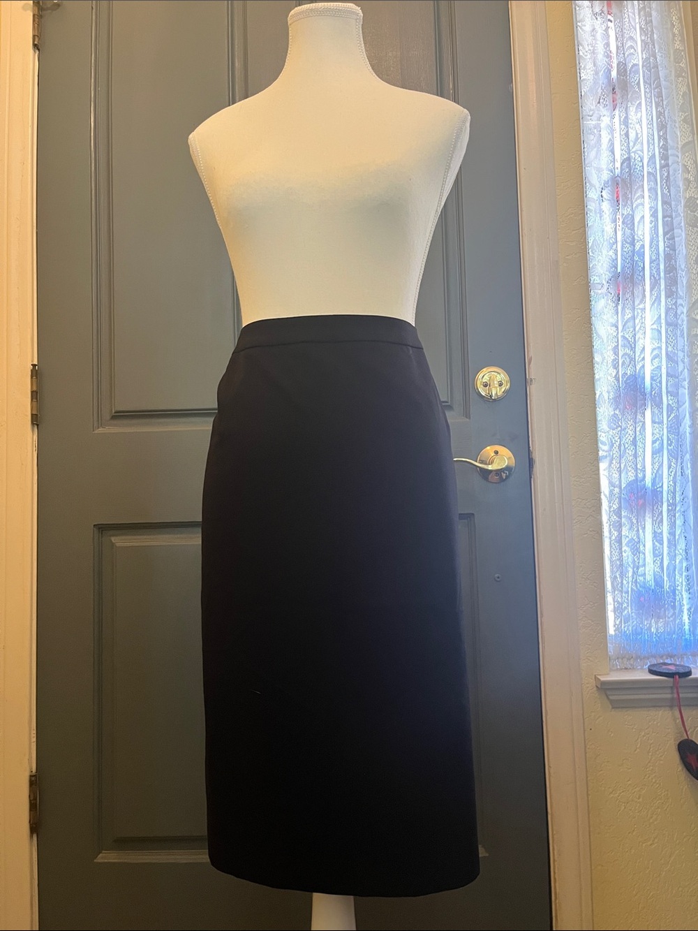 Calvin Klein Black Midi Skirt with Gold Accent Zippers